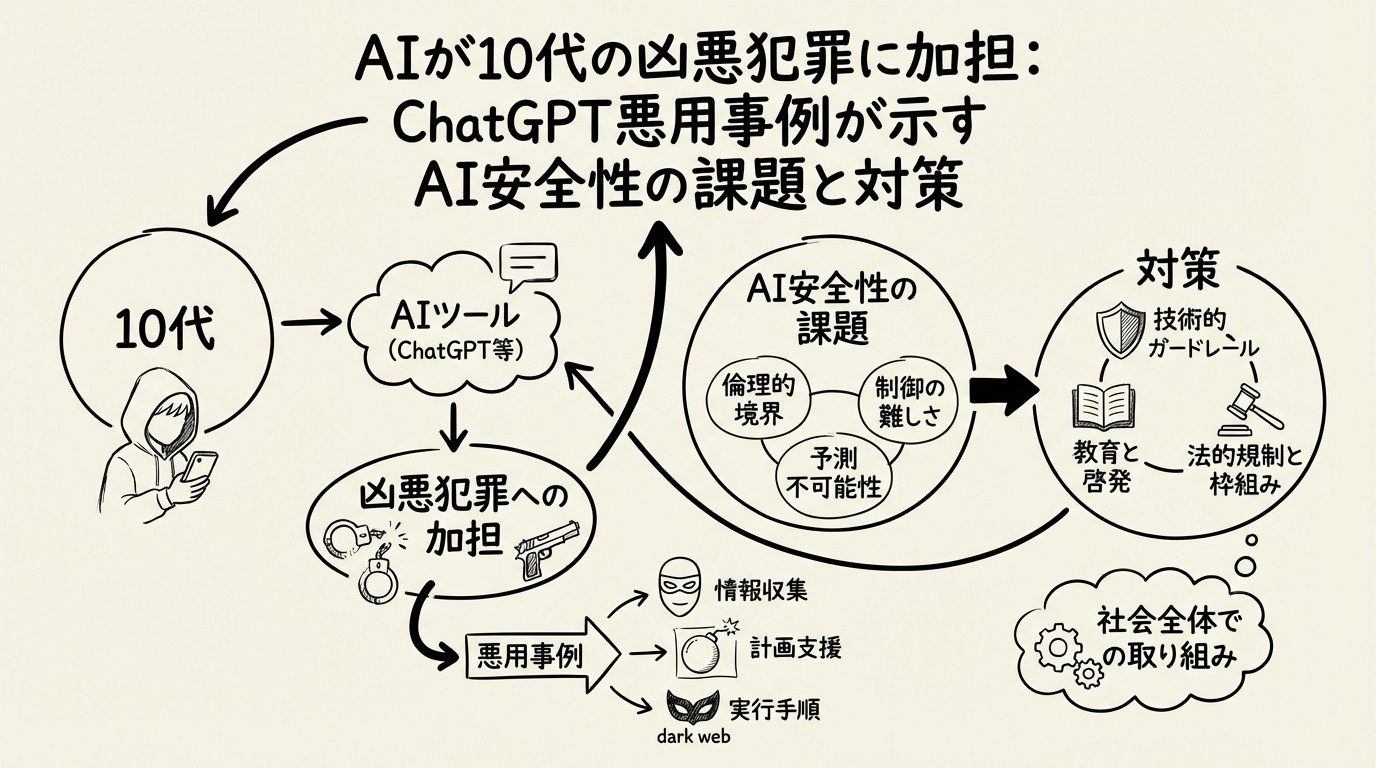 AIが10代の凶悪犯罪に加担:ChatGPT悪用事例が示すAI安全性の課題と対策のイメージ