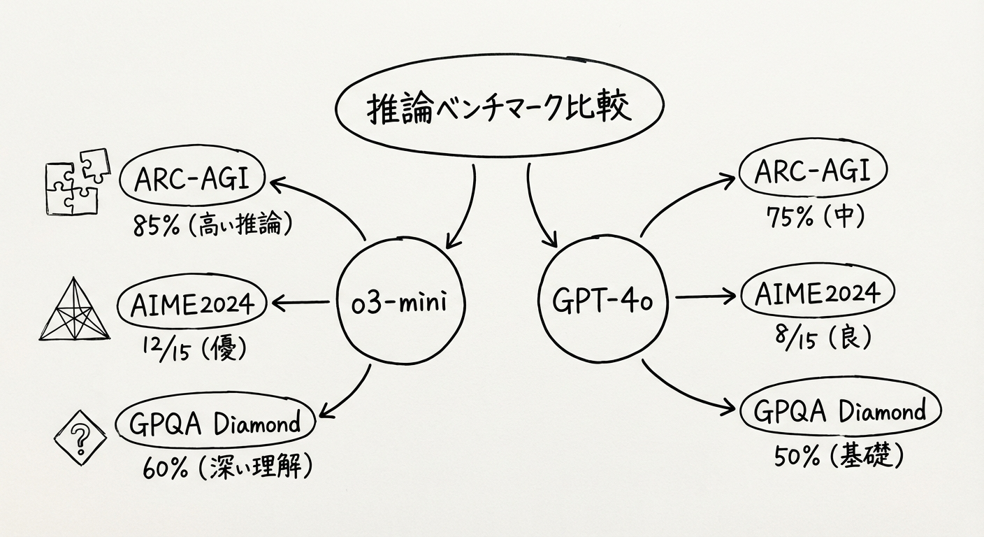 OpenAI o3-miniの推論能力と主要ベンチマーク比較