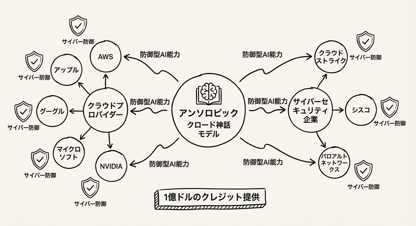 Project Glasswingのコンソーシアム構造:AWS・Apple・Google・Microsoft・NVIDIAとサイバーセキュリティ専業企業が結集したAI防衛連合の全体像