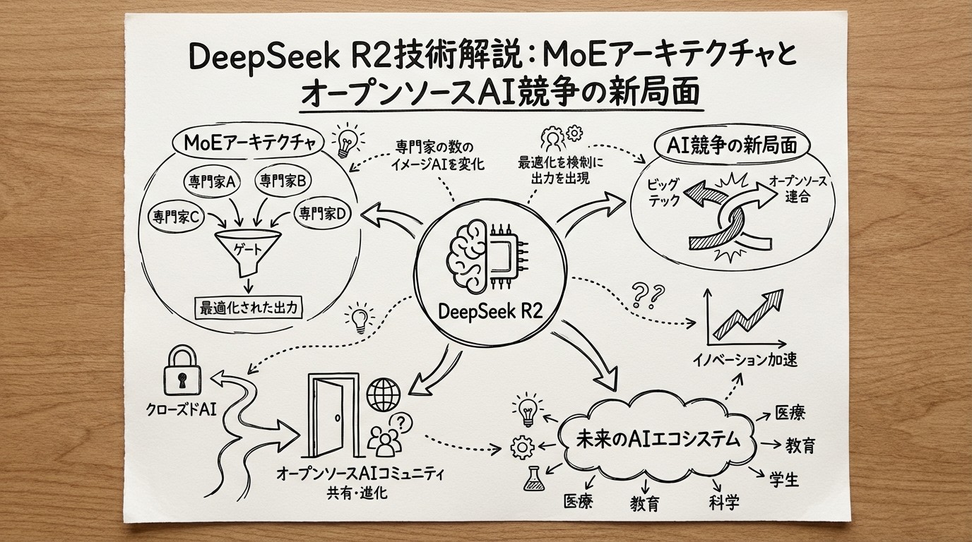DeepSeek R2技術解説：MoEアーキテクチャとオープンソースAI競争の新局面のイメージ