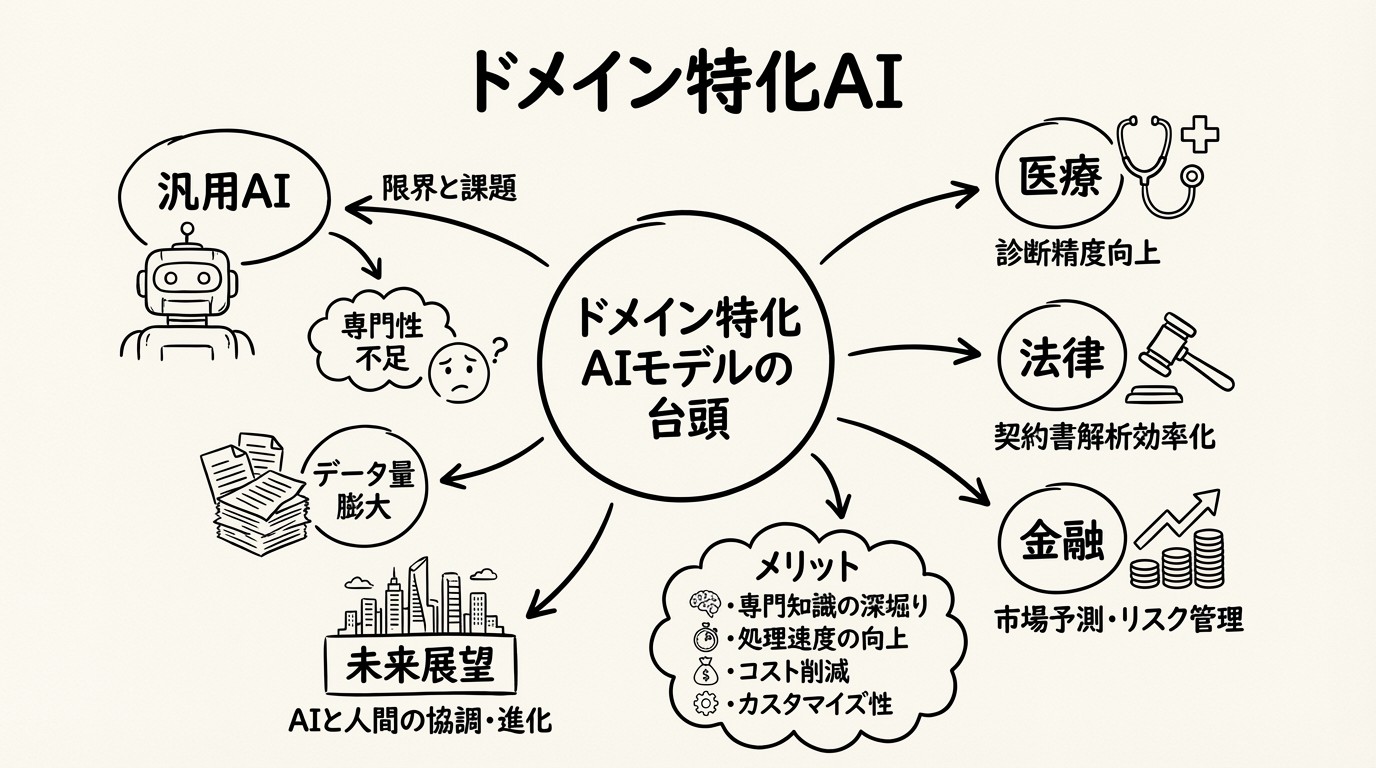 2026年、ドメイン特化AIモデルの台頭 - 汎用から専門へのシフトのイメージ