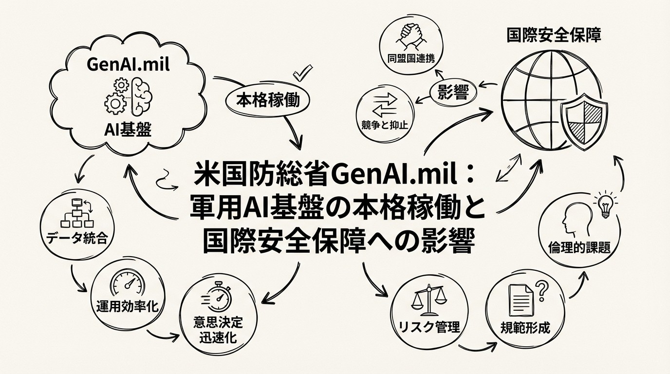 米国防総省GenAI.mil:軍用AI基盤の本格稼働と国際安全保障への影響のイメージ