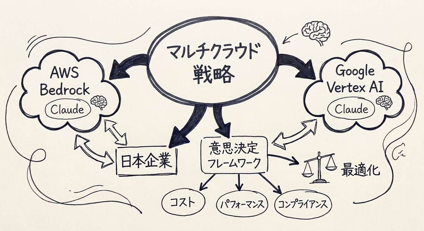 日本企業向けマルチクラウド戦略の設計図:AWS BedrockとGoogle Vertex AI両経由でAnthropicのClaude APIにアクセスする構成例