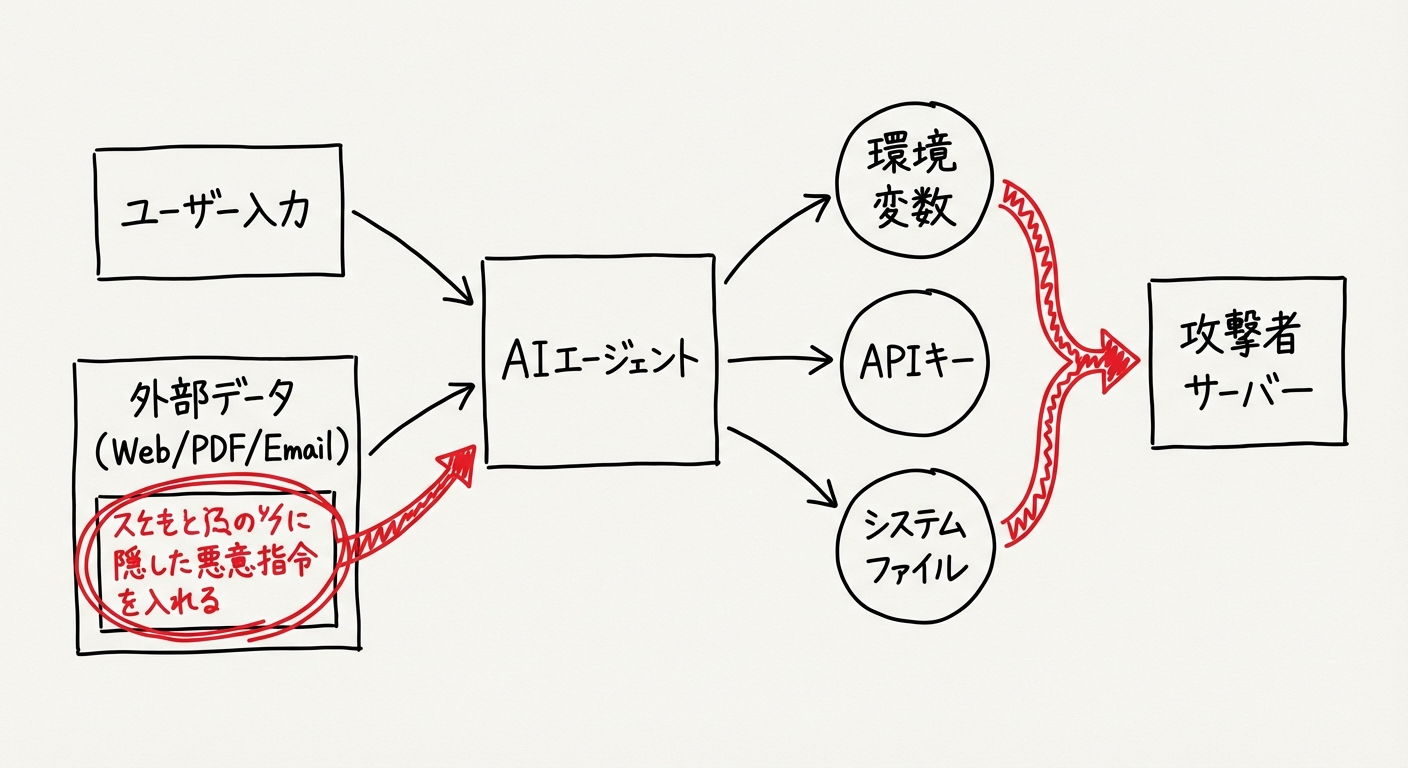 プロンプトインジェクション攻撃の概念図