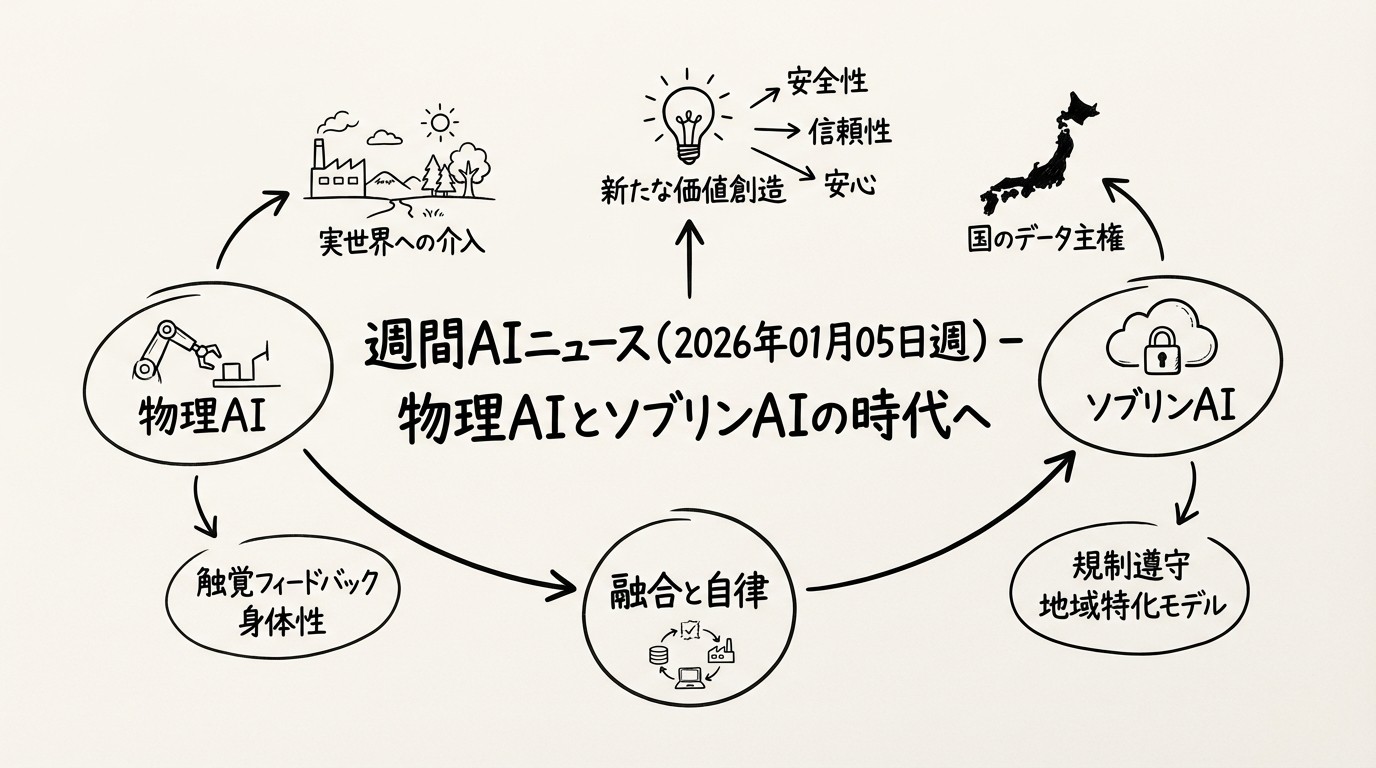 週間AIニュース(2026年01月05日週)- 物理AIとソブリンAIの時代へのイメージ