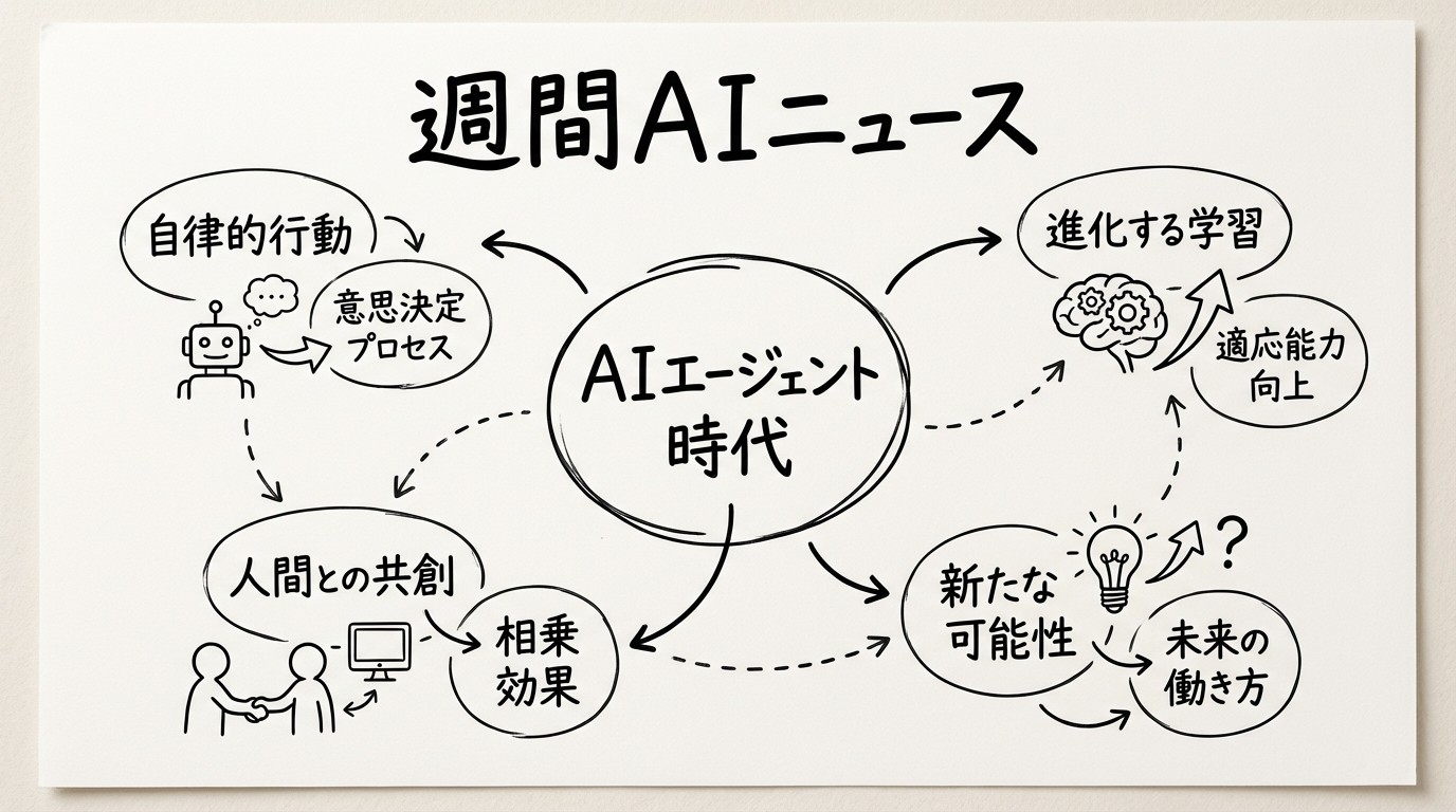 週間AIニュース(2026年01月01日週)- AIエージェント時代の幕開けと業界再編のイメージ