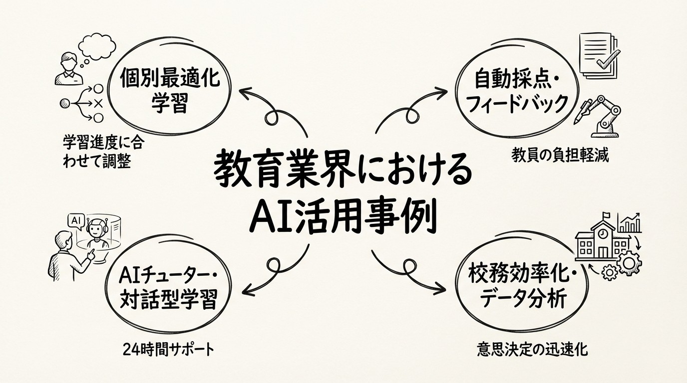 教育業界におけるAI活用事例のイメージ