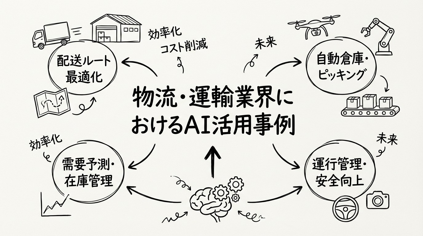 物流・運輸業界におけるAI活用事例のイメージ